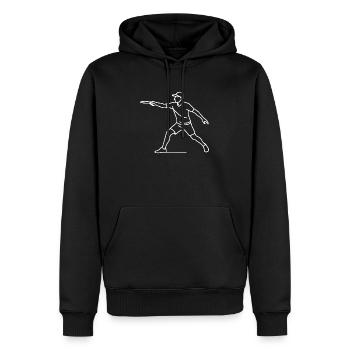 Discgolf Spieler Skizze – minimalistisches Motiv - Männer Premium Bio Hoodie - Schwarz - Vorne - Nico (187cm)