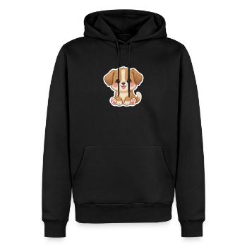 Entzückender Welpe Aufkleber - Männer Premium Bio Hoodie - Schwarz - Vorne - Nico (187cm)