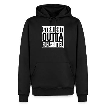 Straight Outta Fuhlsbüttel HAMBURG - Männer Premium Bio Hoodie - Schwarz - Vorne - Nico (187cm)