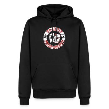 Carte da poker No Limit – Texas Hold'em Design - Felpa con cappuccio ecologica premium da uomo - nero - Fronte - Nico (187cm)