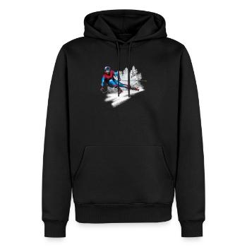 Speeding skier in the snow - Men’s Premium Organic Hoodie - black - Front - Nico (187cm)