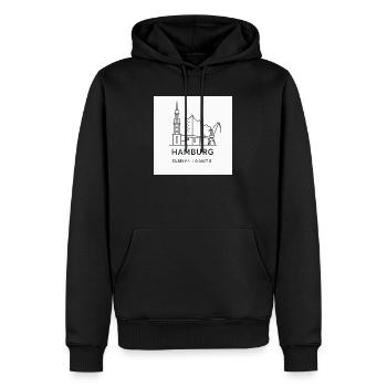 Hamburg Linienkunst Silhouette Wahrzeichen - Männer Premium Bio Hoodie - Schwarz - Vorne - Nico (187cm)