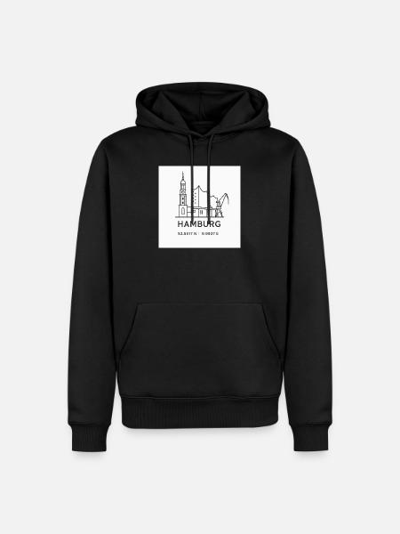 Hamburg Line Art Silhouette Landmark - Men’s Premium Organic Hoodie - black