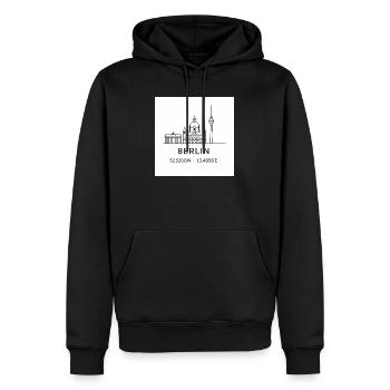 Berlin Linienkunst Silhouette Wahrzeichen - Männer Premium Bio Hoodie - Schwarz - Vorne - Nico (187cm)