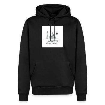 Silhouette d’art au trait de Hanovre Monument - Sweat à capuche Premium bio Homme - noir - Devant - Nico (187cm)
