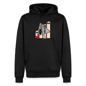 SIGNAL - Männer Premium Bio Hoodie - Schwarz - Vorne - Nico (187cm)