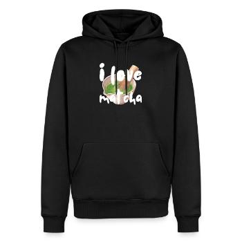 I love Matcha Sayings Gift Idea Gift - Men’s Premium Organic Hoodie - black - Front - Nico (187cm)