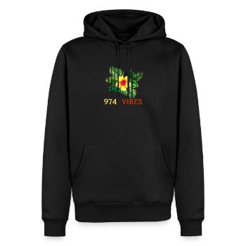 Tropischer Hibiskus 974 Vibes - Männer Premium Bio Hoodie - Schwarz - Vorne - Nico (187cm)