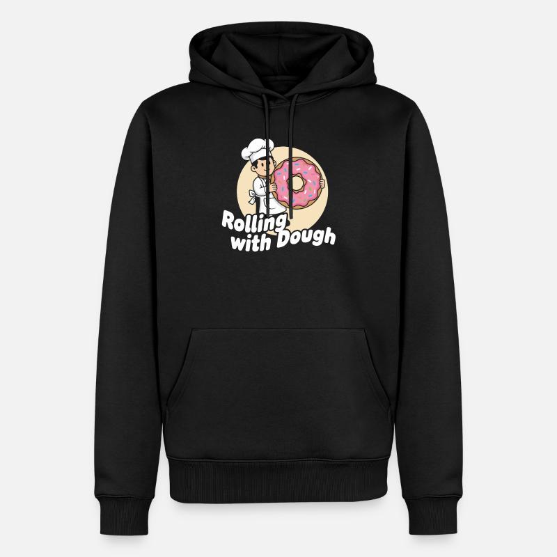 Dessin animé Donut Baker - Sweat à capuche Premium bio Homme - noir