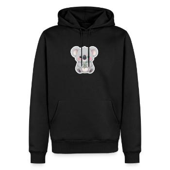 Koala Cutie mit Leaf Embrace - Männer Premium Bio Hoodie - Schwarz - Vorne - Nico (187cm)