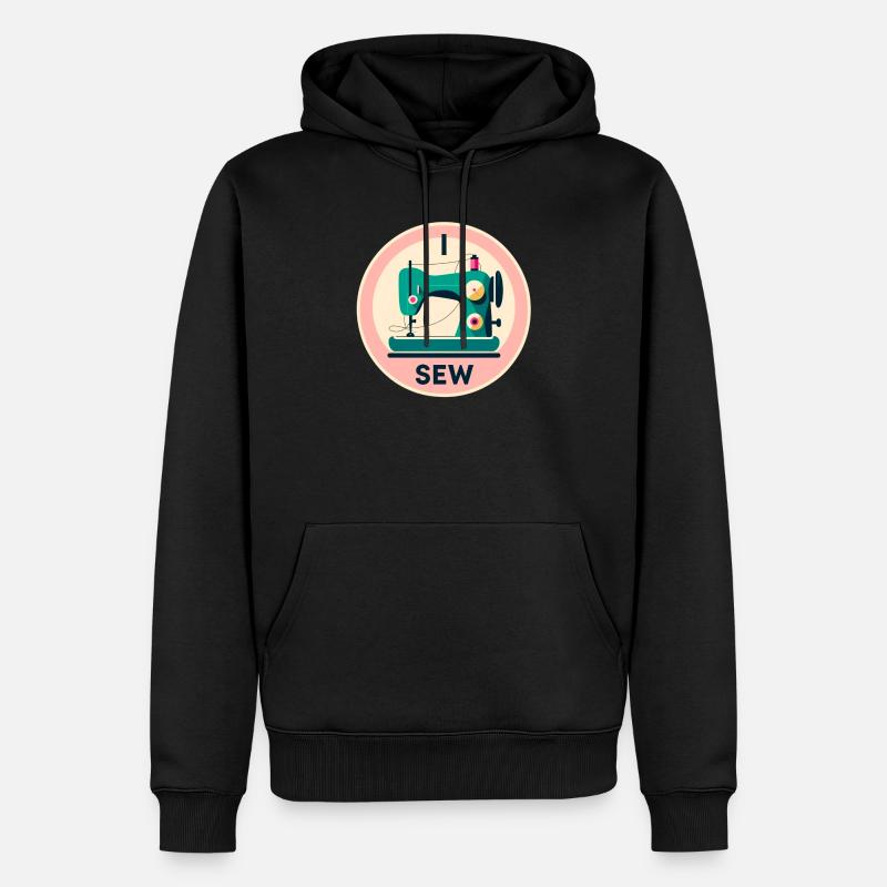 Silhouette de machine à coudre vintage - Sweat à capuche Premium bio Homme - noir