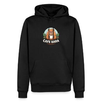 Café Bara - T-shirt Capybara drôle - Sweat à capuche Premium bio Homme - noir - Devant - Nico (187cm)