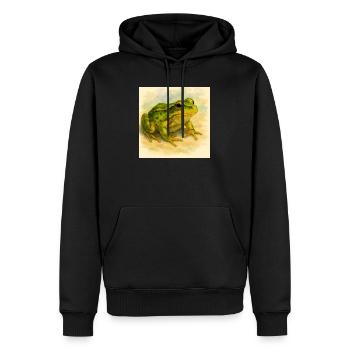 Aquarelle Grenouille Verte - Sweat à capuche Premium bio Homme - noir - Devant - Nico (187cm)
