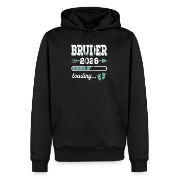 Brother 2026 Chargement du cadeau pour les futurs frères et sœurs - Sweat à capuche Premium bio Homme - noir - Devant - Nico (187cm)