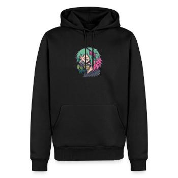 Neon Gasmaske Punk Porträt - Männer Premium Bio Hoodie - Schwarz - Vorne - Nico (187cm)