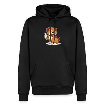 Chien heureux pouces vers le haut - Sweat à capuche Premium bio Homme - noir - Devant - Nico (187cm)