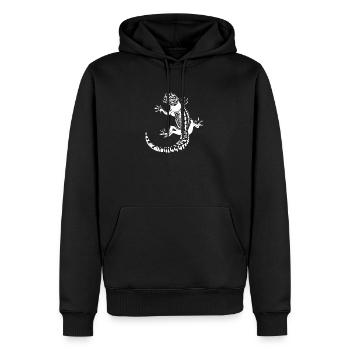 Leopardgecko Gecko Silhouette im High-Contrast - Männer Premium Bio Hoodie - Schwarz - Vorne - Nico (187cm)