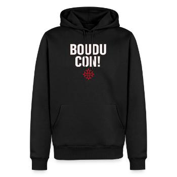Verdammter Idiot! - Männer Premium Bio Hoodie - Schwarz - Vorne - Nico (187cm)