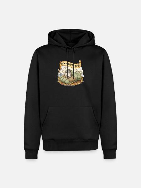 Igel schläft in Gartenhandschuh "Winterschläft? Ic - Männer Premium Bio Hoodie - Schwarz