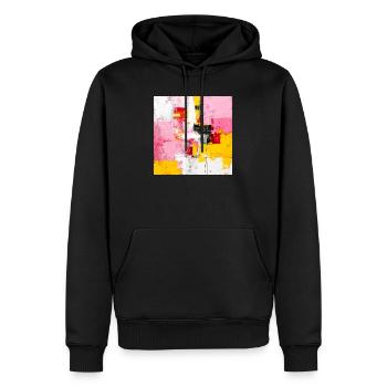 Abstrakte Farbblöcke Pink Gelb - Männer Premium Bio Hoodie - Schwarz - Vorne - Nico (187cm)