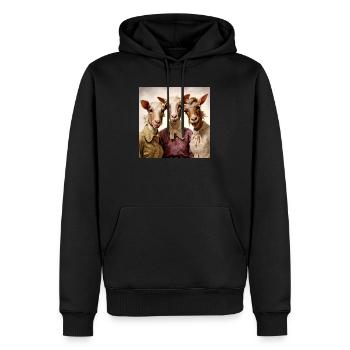 Trio rétro de chèvres dans le style vintage - Sweat à capuche Premium bio Homme - noir - Devant - Nico (187cm)