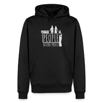 Logo de l’activisme People Before Profit Justice - Sweat à capuche Premium bio Homme - noir - Devant - Nico (187cm)