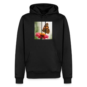 Schmetterling auf einer rosa Blume - Männer Premium Bio Hoodie - Schwarz - Vorne - Nico (187cm)