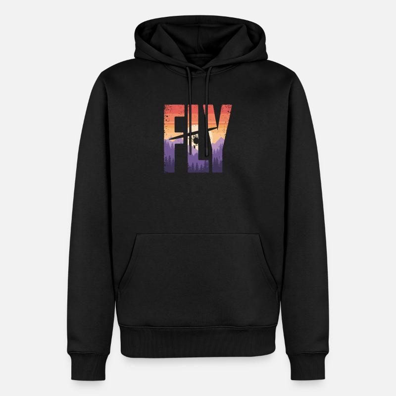 Vol vers le coucher du soleil - Sweat à capuche Premium bio Homme - noir