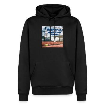 Reste calme et joue au padel - Sweat à capuche Premium bio Homme - noir - Devant - Nico (187cm)