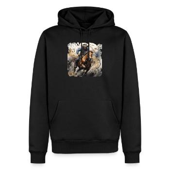 Style de peinture dynamique du Wild West Rider - Sweat à capuche Premium bio Homme - noir - Devant - Nico (187cm)
