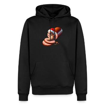 Salami Made Santa Karikatur - Männer Premium Bio Hoodie - Schwarz - Vorne - Nico (187cm)