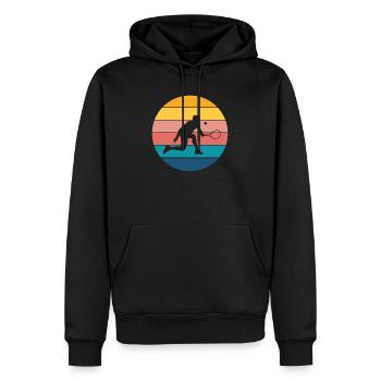 tennis - Sweat à capuche Premium bio Homme - noir - Devant - Nico (187cm)