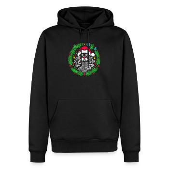 Père Noël circulaire de Noël avec des branches - Sweat à capuche Premium bio Homme - noir - Devant - Nico (187cm)