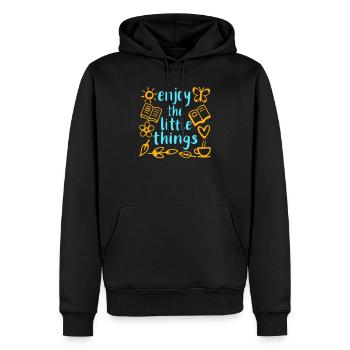 Profitez des petites choses Gratitude Pleine conscience - Sweat à capuche Premium bio Homme - noir - Devant - Nico (187cm)