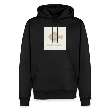 Flunder voll Liebe – Süßer Fisch Spruch - Männer Premium Bio Hoodie - Schwarz - Vorne - Nico (187cm)
