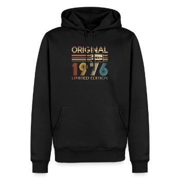 50e anniversaire 50e anniversaire Original 1976 - Sweat à capuche Premium bio Homme - noir - Devant - Nico (187cm)