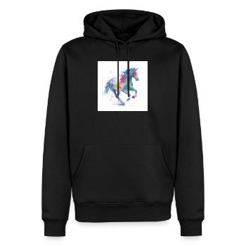 Cheval aquarelle au galop arc-en-ciel - Sweat à capuche Premium bio Homme - noir - Devant - Nico (187cm)