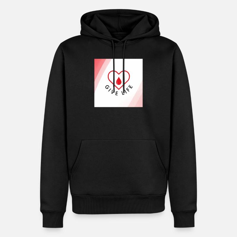 Schenken Sie Leben: Blutspenderherz - Männer Premium Bio Hoodie - Schwarz