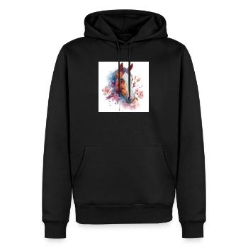 Portrait aquarelle de la fleur de cheval - Sweat à capuche Premium bio Homme - noir - Devant - Nico (187cm)
