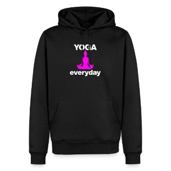 YOGA EVERYDAY PINK! LOTUS YOGI JOGA WELLNESS POWER - Männer Premium Bio Hoodie - Schwarz - Vorne - Nico (187cm)