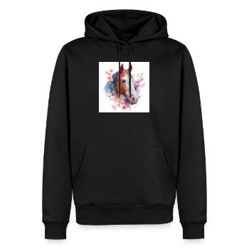 Florales Aquarellpferd - Männer Premium Bio Hoodie - Schwarz - Vorne - Nico (187cm)