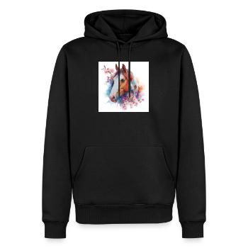 Aquarellpferd mit Blüten - Männer Premium Bio Hoodie - Schwarz - Vorne - Nico (187cm)