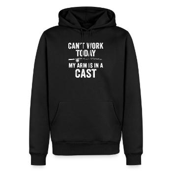 I Can't Work Today My Arm Is In A Cast Angler - Men’s Premium Organic Hoodie - black - Front - Nico (187cm)