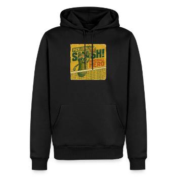 Pickleball Smash Handball Hero Cartoon Gurke - Männer Premium Bio Hoodie - Schwarz - Vorne - Nico (187cm)