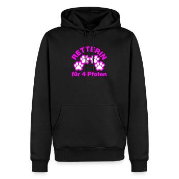 RETTERIN FÜR 4 PFOTEN! 🐾TIERLIEBE - Männer Premium Bio Hoodie - Schwarz - Vorne - Nico (187cm)