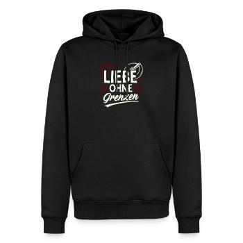Liebe Ohne Grenzen Gear - Männer Premium Bio Hoodie - Schwarz - Vorne - Nico (187cm)