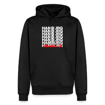 HAMBURG SKYLINE SILHOUETTE! - Männer Premium Bio Hoodie - Schwarz - Vorne - Nico (187cm)