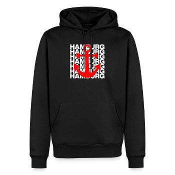 HAMBURG ANKER ROT, HAFEN, MOIN, HH, NORDDEUTSCH - Männer Premium Bio Hoodie - Schwarz - Vorne - Nico (187cm)
