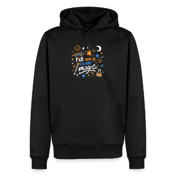 Magie statt Normalität - Männer Premium Bio Hoodie - Schwarz - Vorne - Nico (187cm)