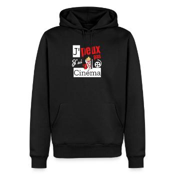 Ich kann kein Kino haben. - Männer Premium Bio Hoodie - Schwarz - Vorne - Nico (187cm)